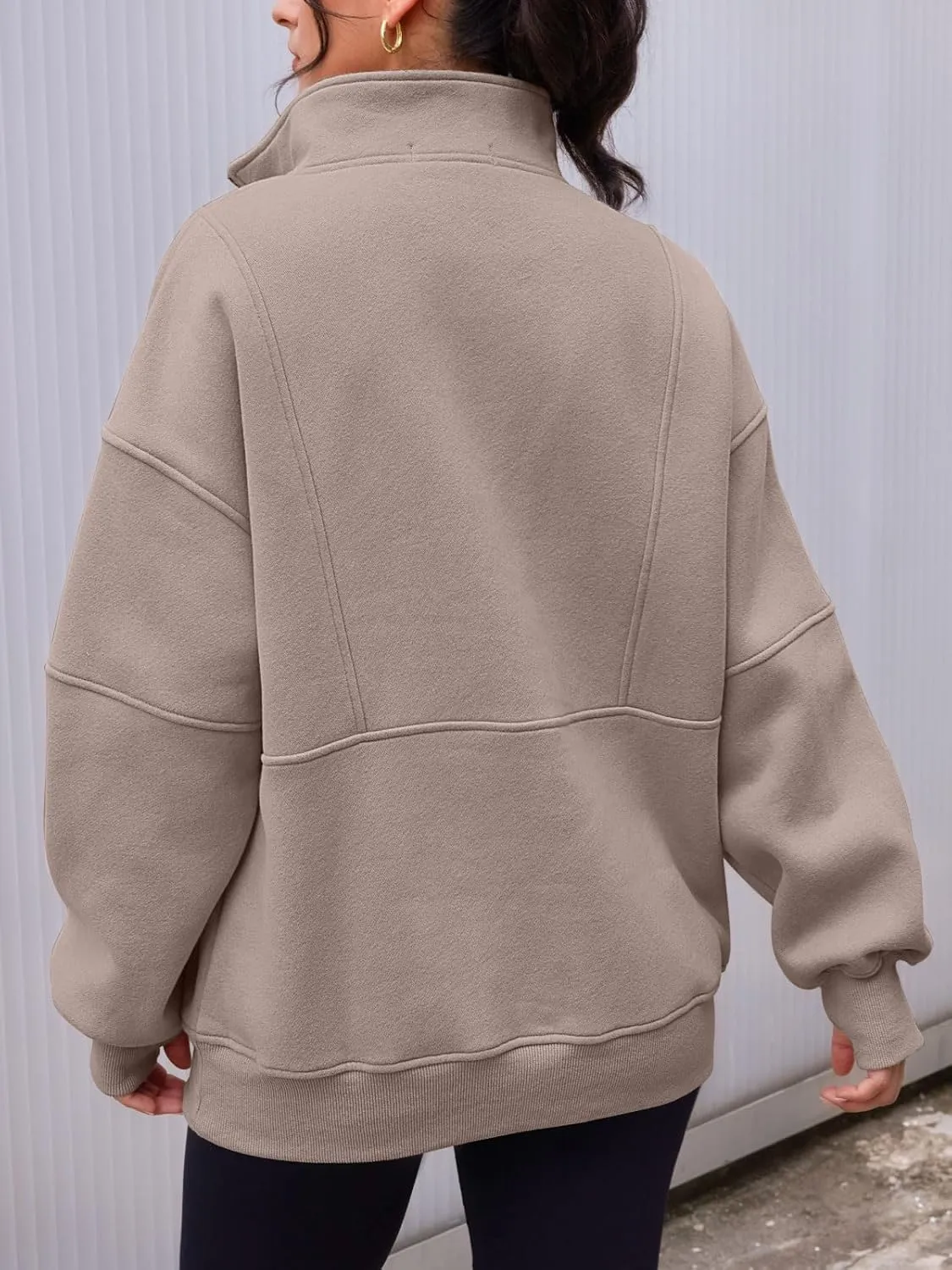 AUTOMET Women's Half Zip Oversized Sweatshirts Fleece Quarter Zipper Pullover Hoodies 2025 Mock Neck Fall Workout Jacket