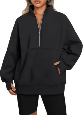 AUTOMET Women's Half Zip Oversized Sweatshirts Fleece Quarter Zipper Pullover Hoodies 2025 Mock Neck Fall Workout Jacket