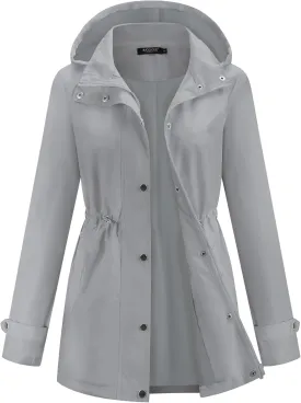 Avoogue Rain Jacket for Women Waterproof Lightweight Hooded Raincoat for Hiking Travel Outdoor
