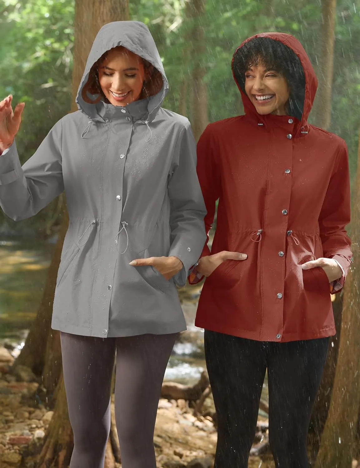 Avoogue Rain Jacket for Women Waterproof Lightweight Hooded Raincoat for Hiking Travel Outdoor