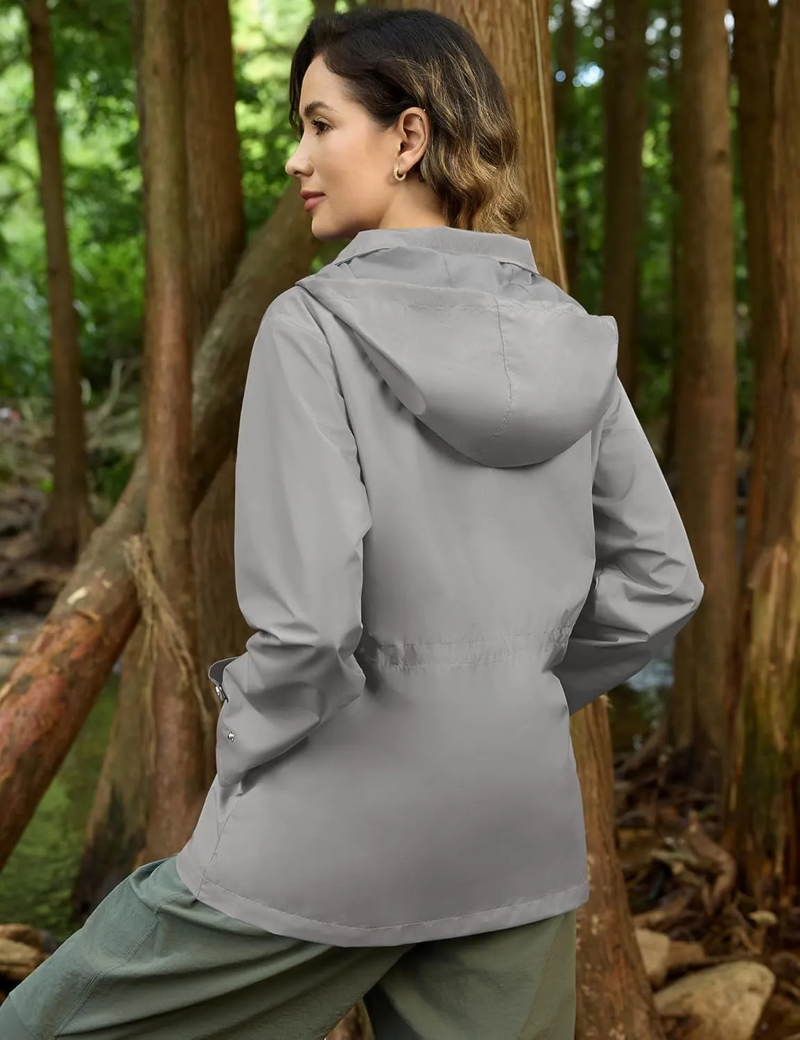 Avoogue Rain Jacket for Women Waterproof Lightweight Hooded Raincoat for Hiking Travel Outdoor
