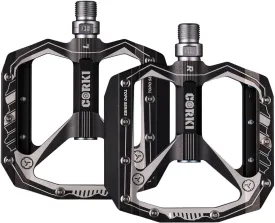 corki Extra Large Mountain Bike Pedals Flat, Aluminum Alloy MTB Pedals, Wide Platform Bicycle Pedals 9/16"(Black Red Purple Green 1-Pair)