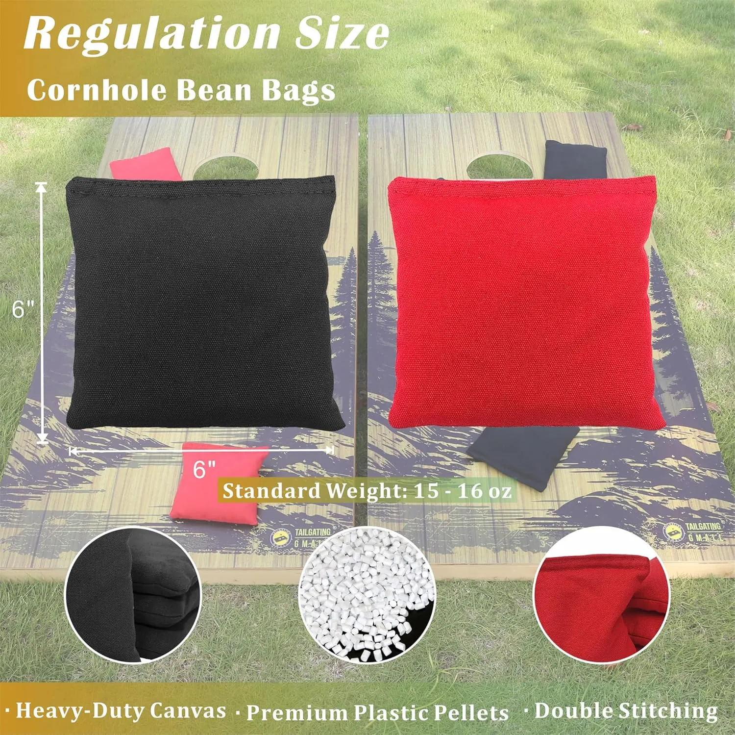 Cornhole Board Set 4FTx2FT Solid Wood Regulation Size Cornhole Set Includes 8 Cornhole Bags for Adults