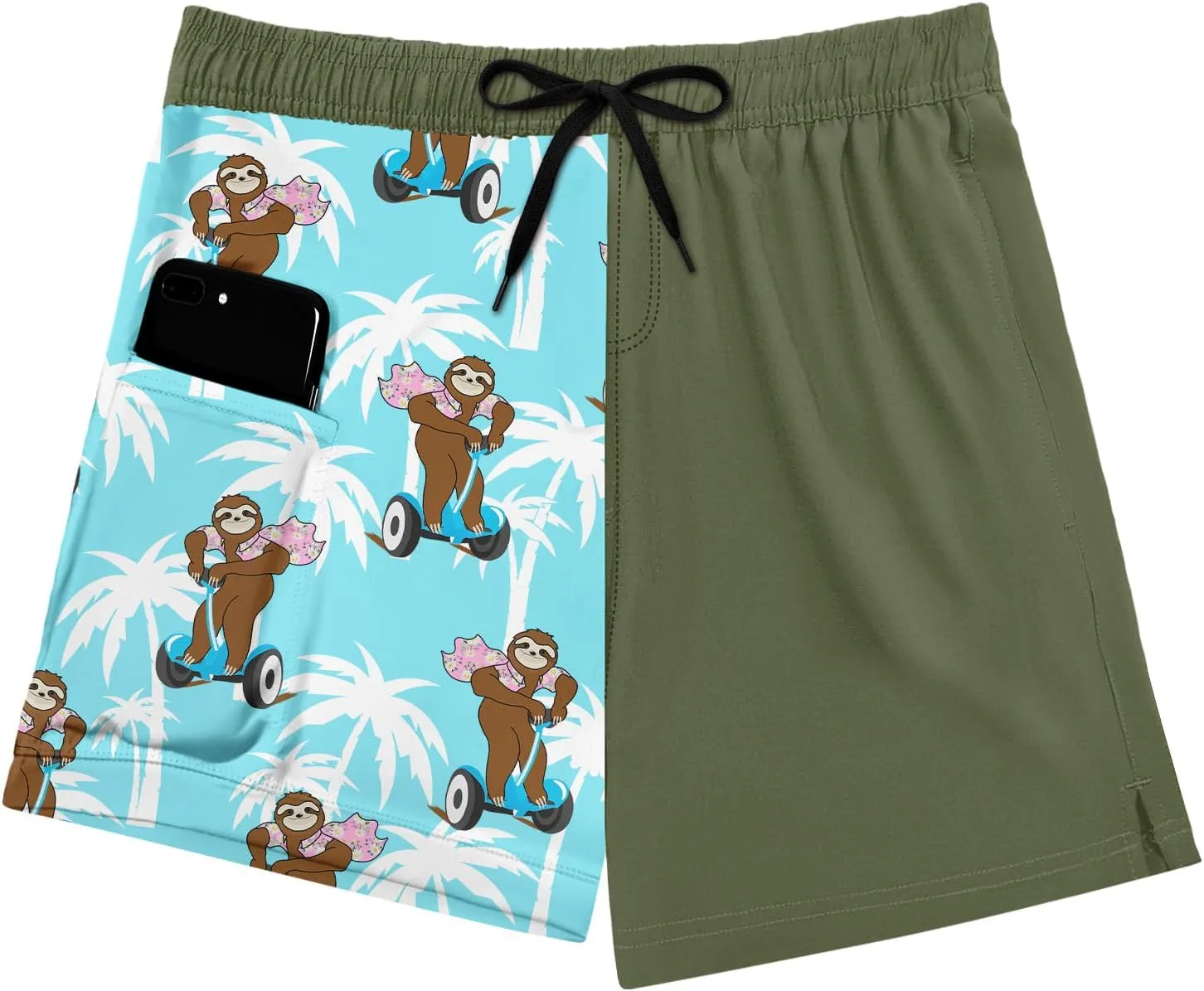 Cozople Mens Swim Trunks Quick Dry Bathing Suit with Compression Liner 5.5" Inseam Anti Chafe Beach Swim Shorts