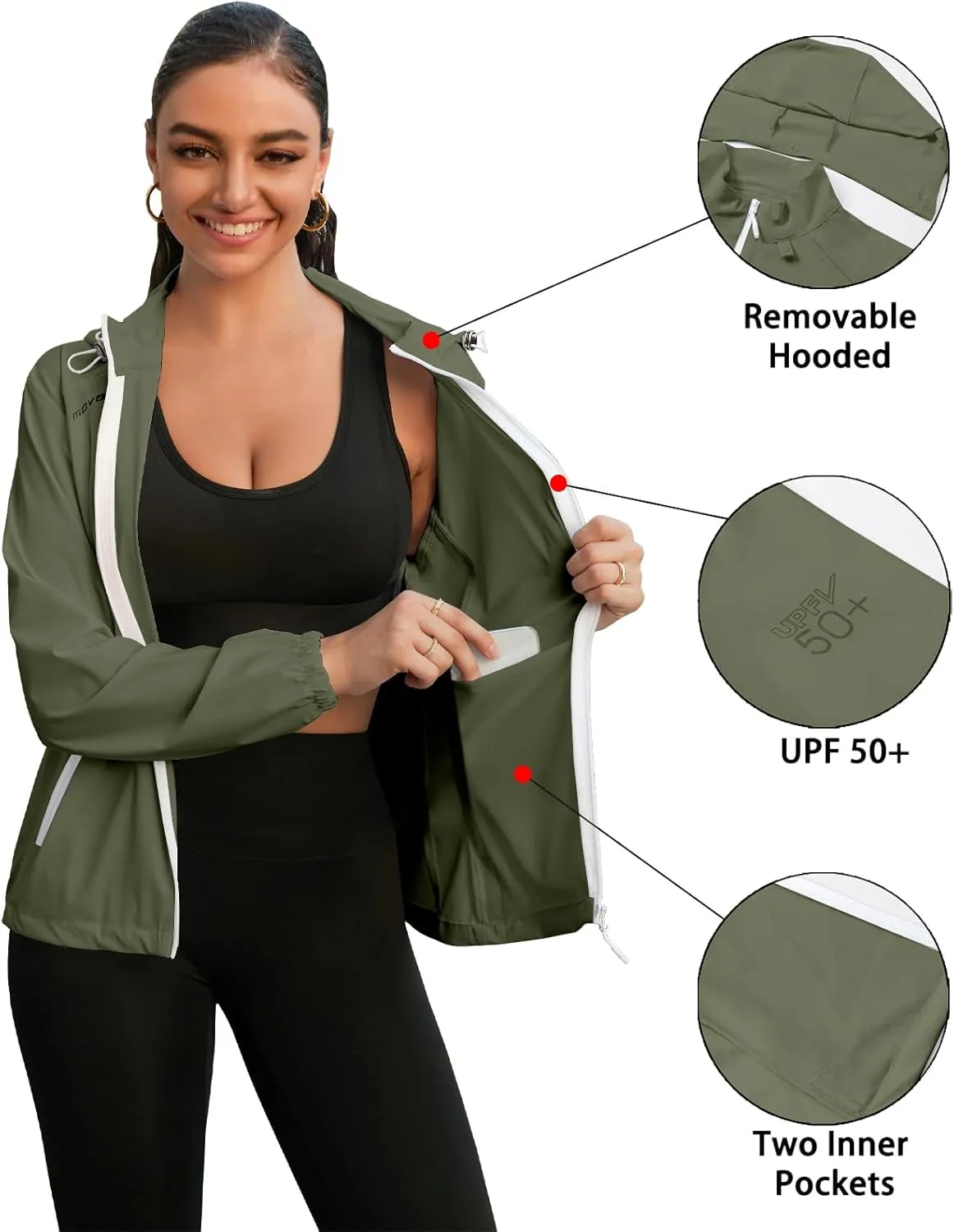 Cromoncent Women's UPF 50  Sun Protection Jacket Hooded Cooling Shirt for Women with Pocket