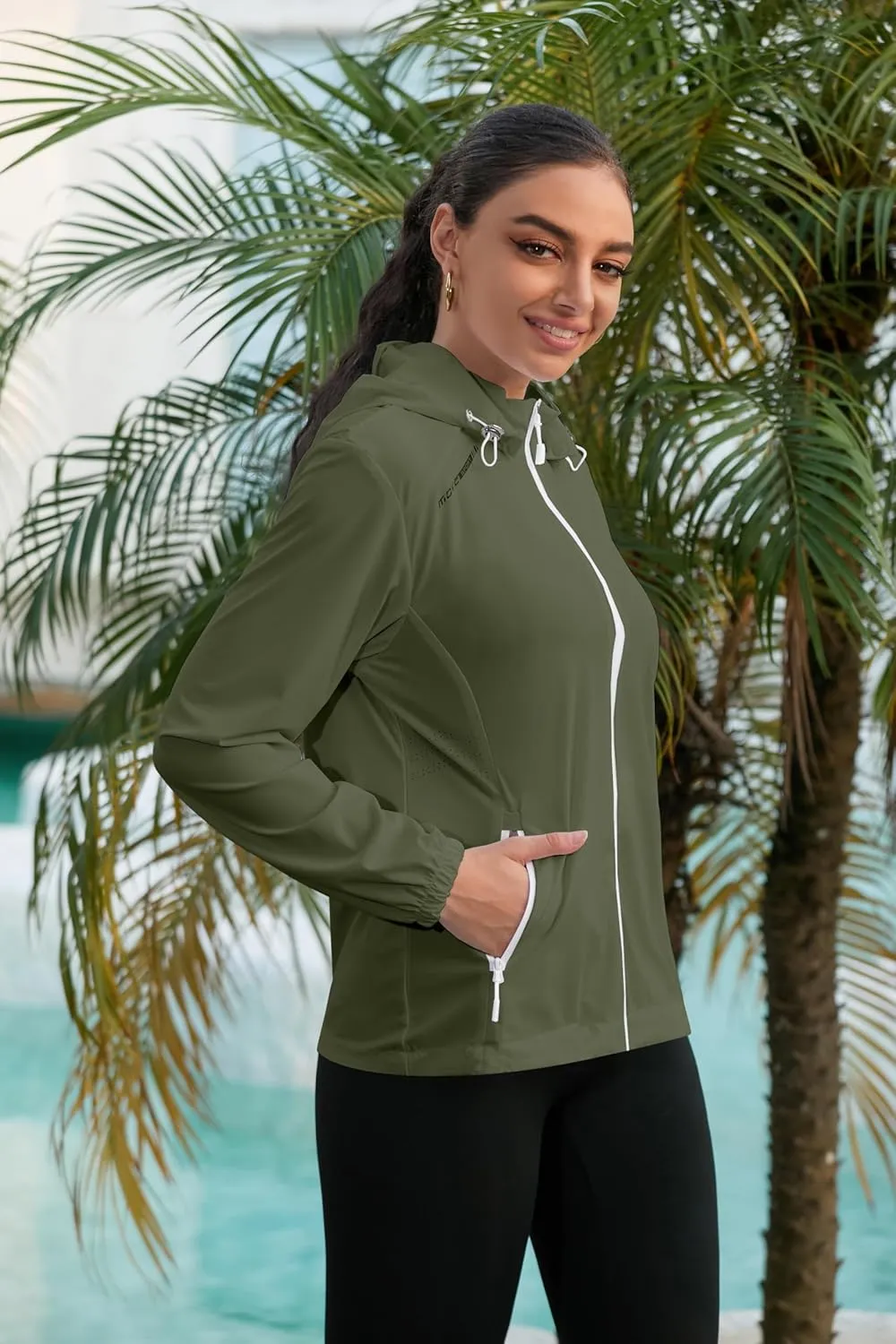 Cromoncent Women's UPF 50  Sun Protection Jacket Hooded Cooling Shirt for Women with Pocket