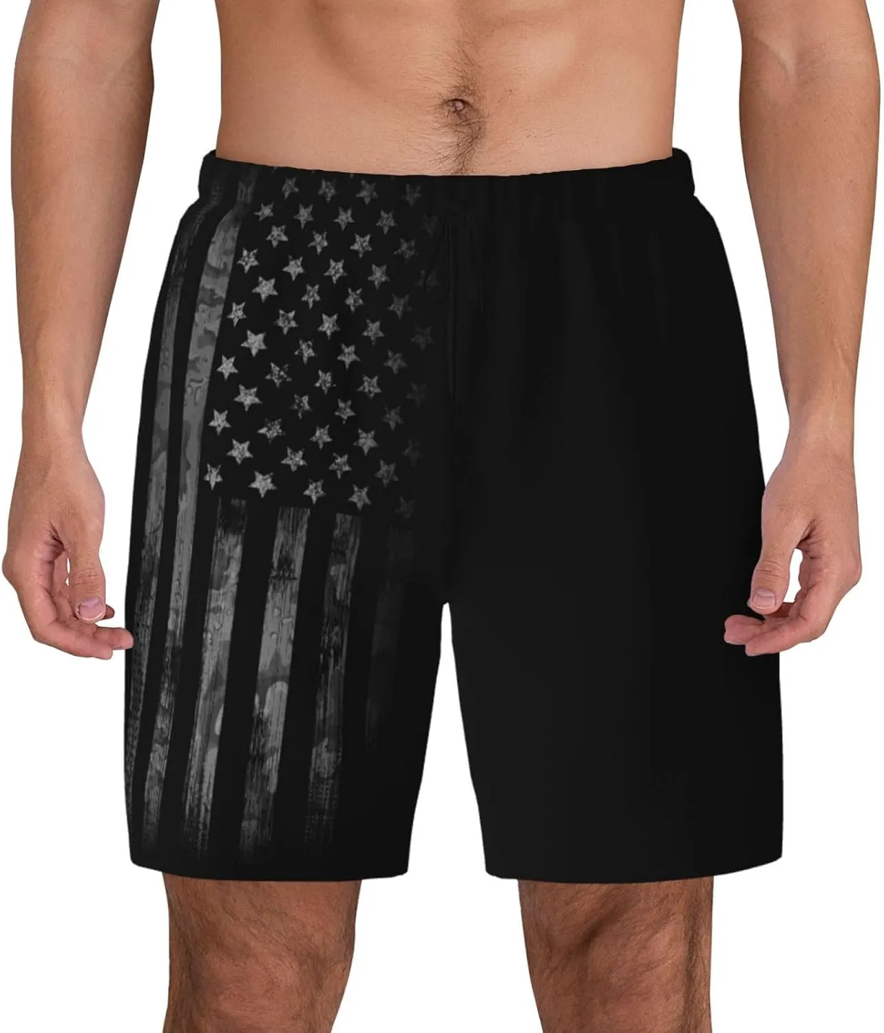 Duck Men's Swim Trunks with Compression Liner 2 in 1 Inseam Quick Dry Beach Shorts 7 inch Swimming Board Shorts