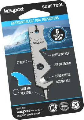 Keyport 5-in-1 Surf Tool - Fin Key Tool for FCS Fins & Futures Fins | Surfing Key Tool | Bottle Opener Keychain for Surfers | SUP & Surf Key Multi-Tool | Keychain Multitool | Keyport Pivot Compatible