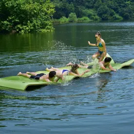 MAT Expert Floating Water Mat, 12'x6'x 1.5" Tear-Resistant 3-Layer XPE Foam Pad, Floating Island w/Bungee Tether & Straps, Giant Lake Floats, Ideal for Pool/Lake/Sea, Bear 880lbs for 4-6 Adults