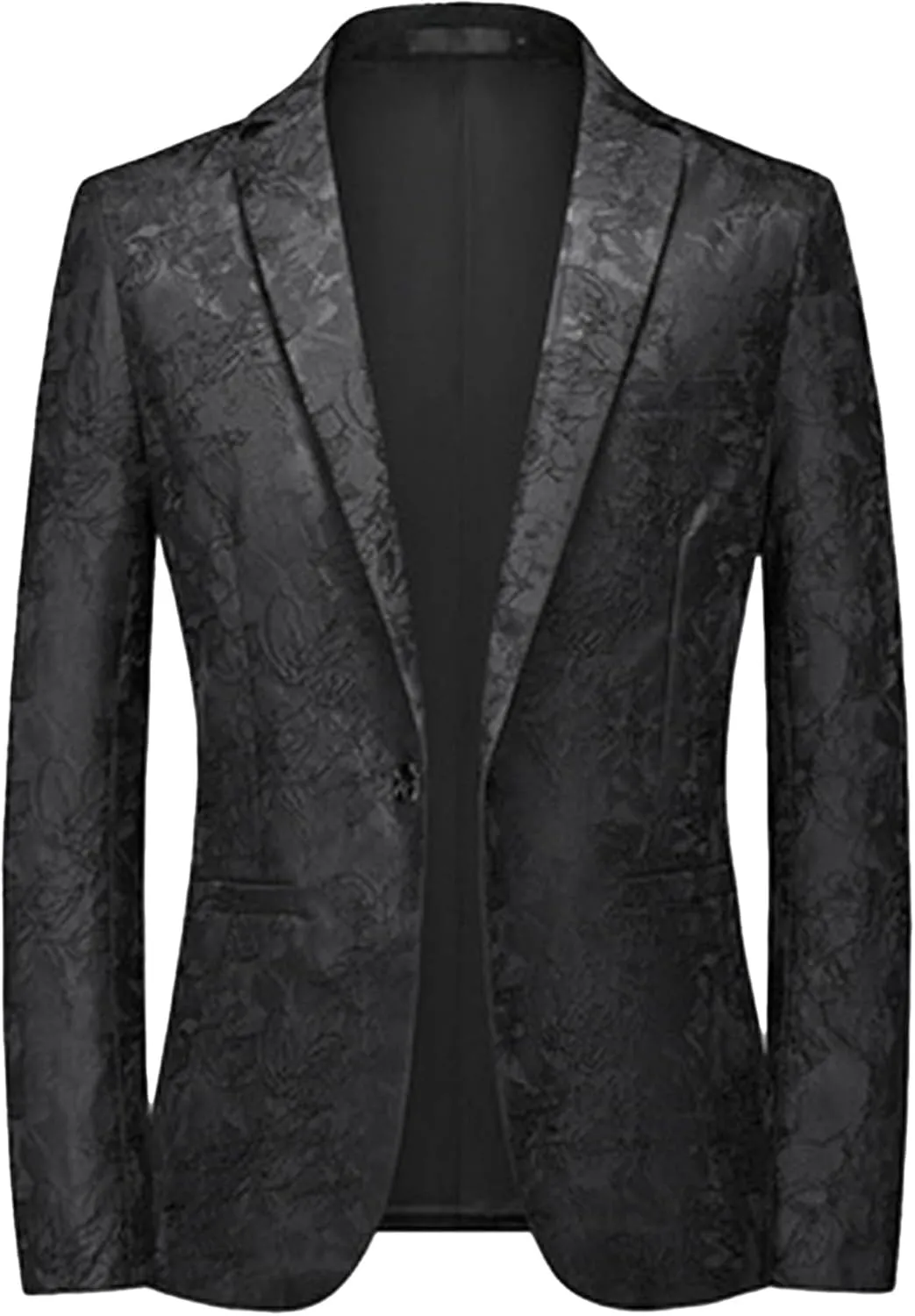 Men's Floral Jacquard Suit Jacket One Button Stylish Print Tux Blazer Notched Lapel Wedding Dinner Dress Tuxedo