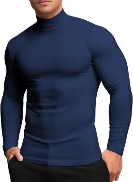 Mens Mock Turtleneck Long Sleeve Shirts, High Neck Thermal Base Layer