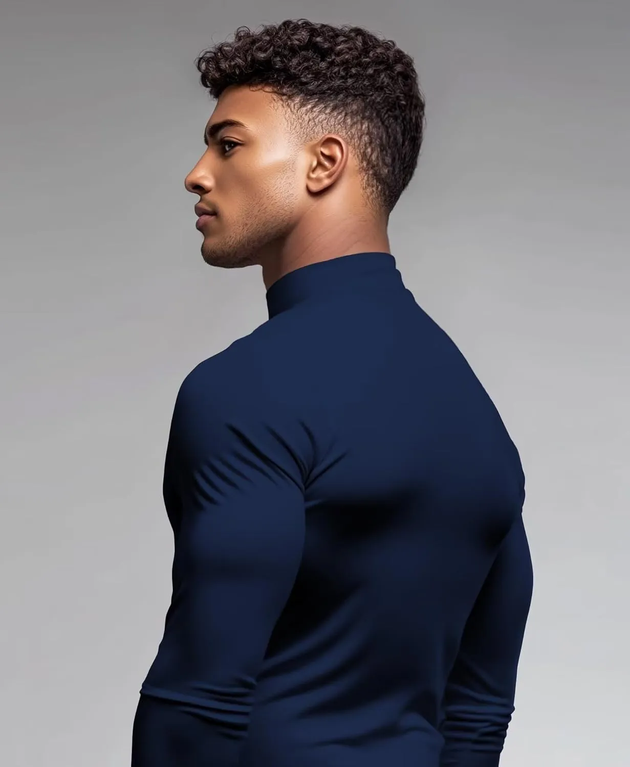 Mens Mock Turtleneck Long Sleeve Shirts, High Neck Thermal Base Layer