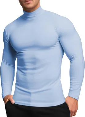 Mens Mock Turtleneck Long Sleeve Shirts, High Neck Thermal Base Layer