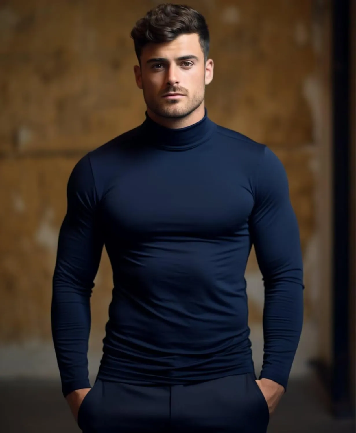 Mens Mock Turtleneck Long Sleeve Shirts, High Neck Thermal Base Layer