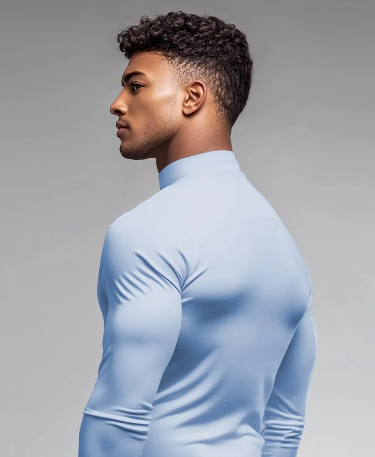 Mens Mock Turtleneck Long Sleeve Shirts, High Neck Thermal Base Layer