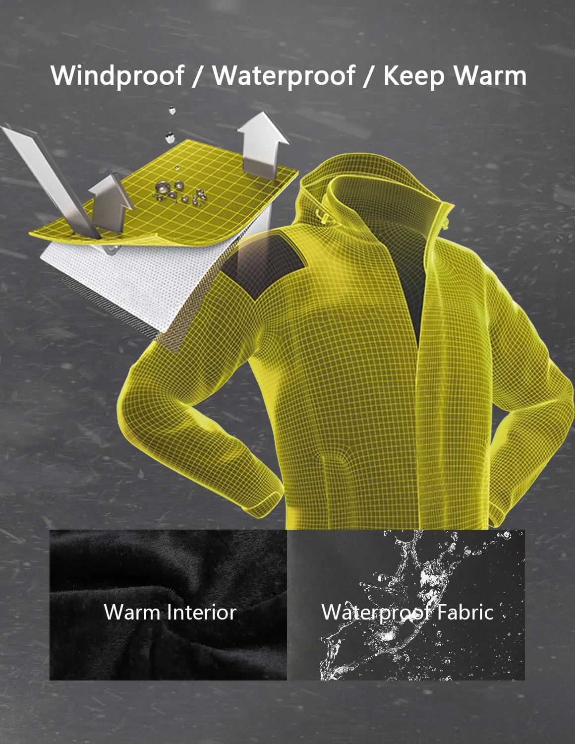 Men's Ski Jacket Warm Winter Snow Coat Waterproof Mountain Windbreaker Snowboarding Jacket Hooded for Hiking Traval