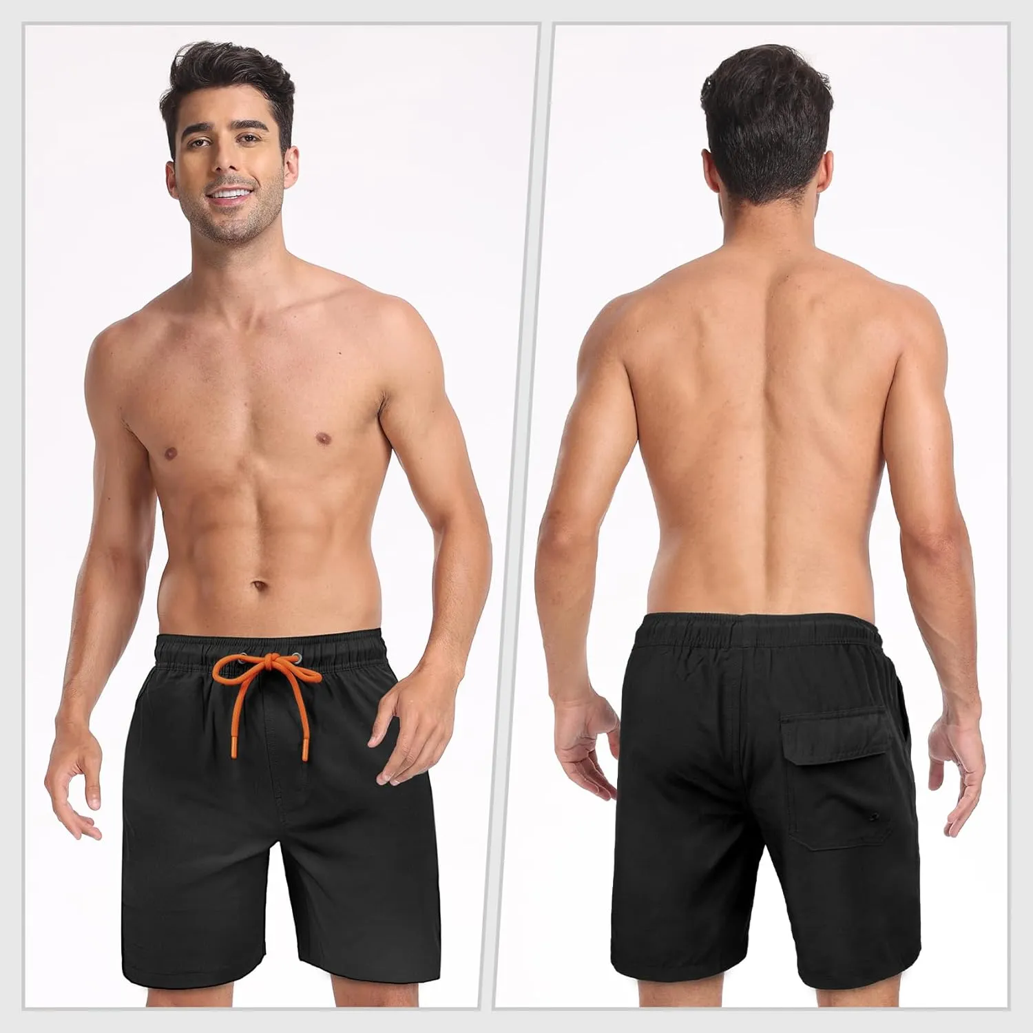 Mens Swim Trunks with Compression Liner 2 in 1 Quick Dry Swimming Shorts Swimwear Bathing Suits with Pockets