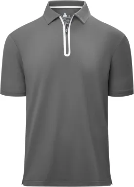 Men's Zipper Polo Shirt Short Sleeve Moisture Wicking Casual Golf Polo Shirt Quarter Zip Tops