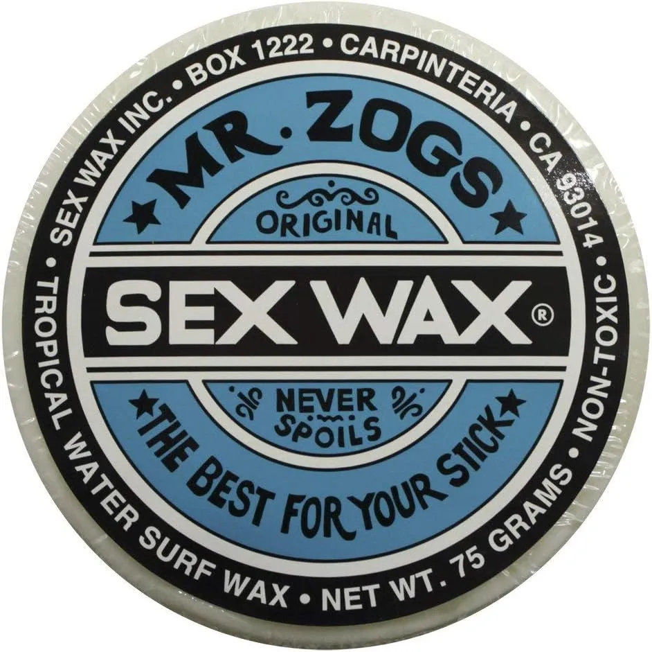 Mr Zogs Original Sexwax - Tropical Water Temperature Coconut Scented Surfboard Wax (2.64 Ounce) For Surfboard Deck Protection