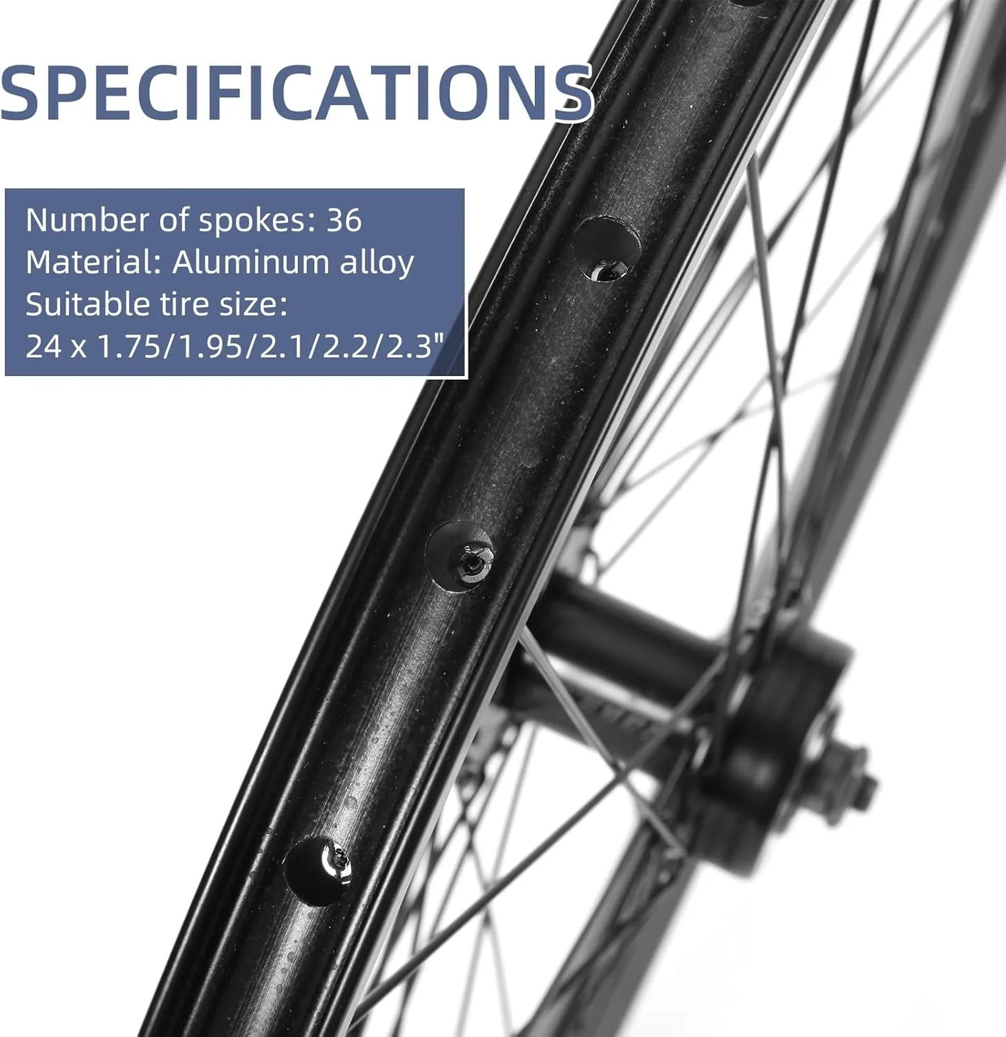 MTB Wheel 24"/26" Bike Wheelset, Bicycle Rim, Front Wheel-Quick Release Disc Brake, Rear Wheel-Bolt-on Axle, 36 Spoke, Compatible 6-9 Speed Cassette, Aluminum Alloy
