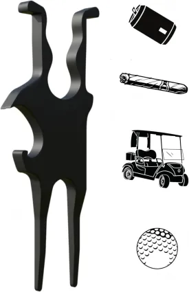 NEW 3-in-1 Golf Multi-Tool  Magnetic Holder for Golf Cart, Magnetic Golf Cart Holder with Clamp, Ball Marker & Beverage Opener Multi-Tool, Zinc-Aluminum Alloy(1pcs)