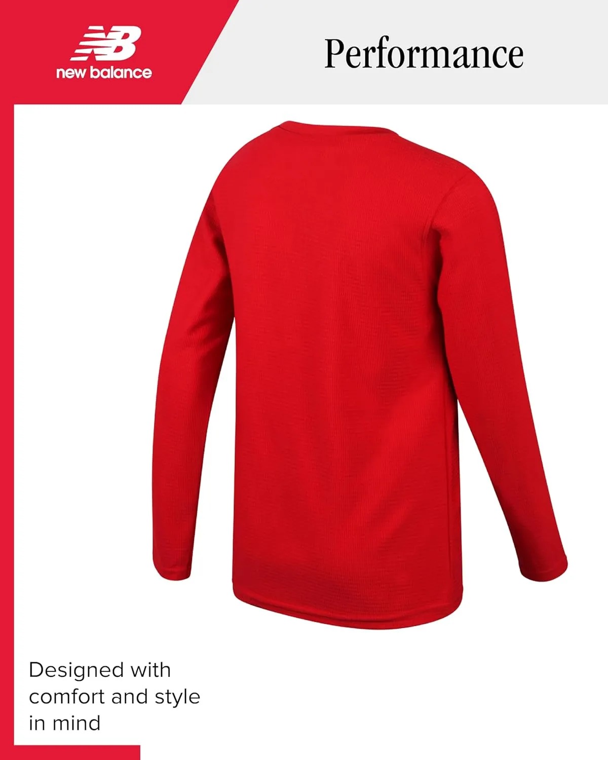 New Balance Boys' Long Sleeve Shirt - Athletic Performance Thermal Base Layer Waffle Knit T-Shirt for Boys (Sizes: 8-20)