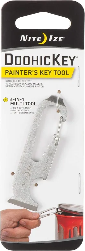 Nite Ize DoohicKey 6X Key Chain Multi Tool, Stainless Steel 6-in-1 Multi Tool With Bottle Opener   Carabiner Clip, Stainless Steel