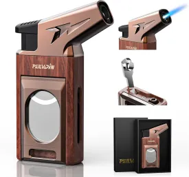 Torch Lighter with Built-in Straight Tool, Punch, Windproof Jet Flame Tool, Butane Refillable Torch Lighters, Gift for Men, Multi-Functional Accessories, Lighters for Candle (Butane Not Included)