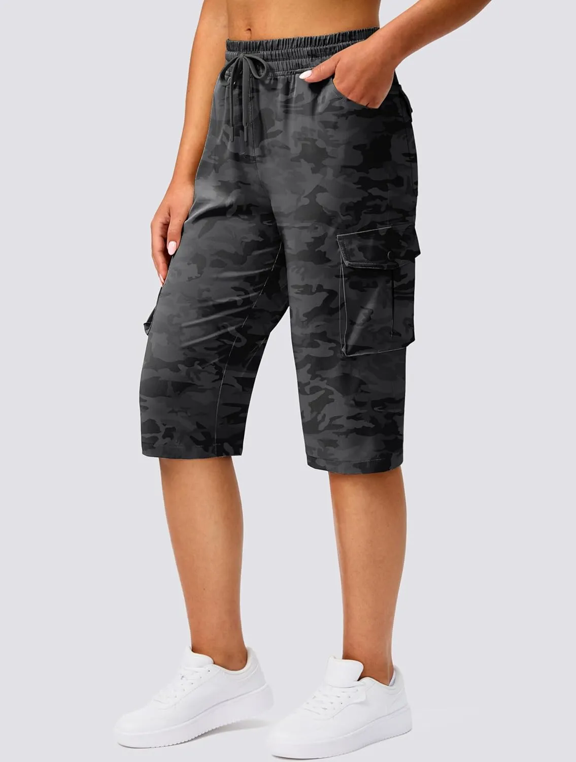 Viodia 15" Long Shorts for Women Hiking Cargo Bermuda Shorts Lightweight Knee Length Capris for Summer Travel Fishing