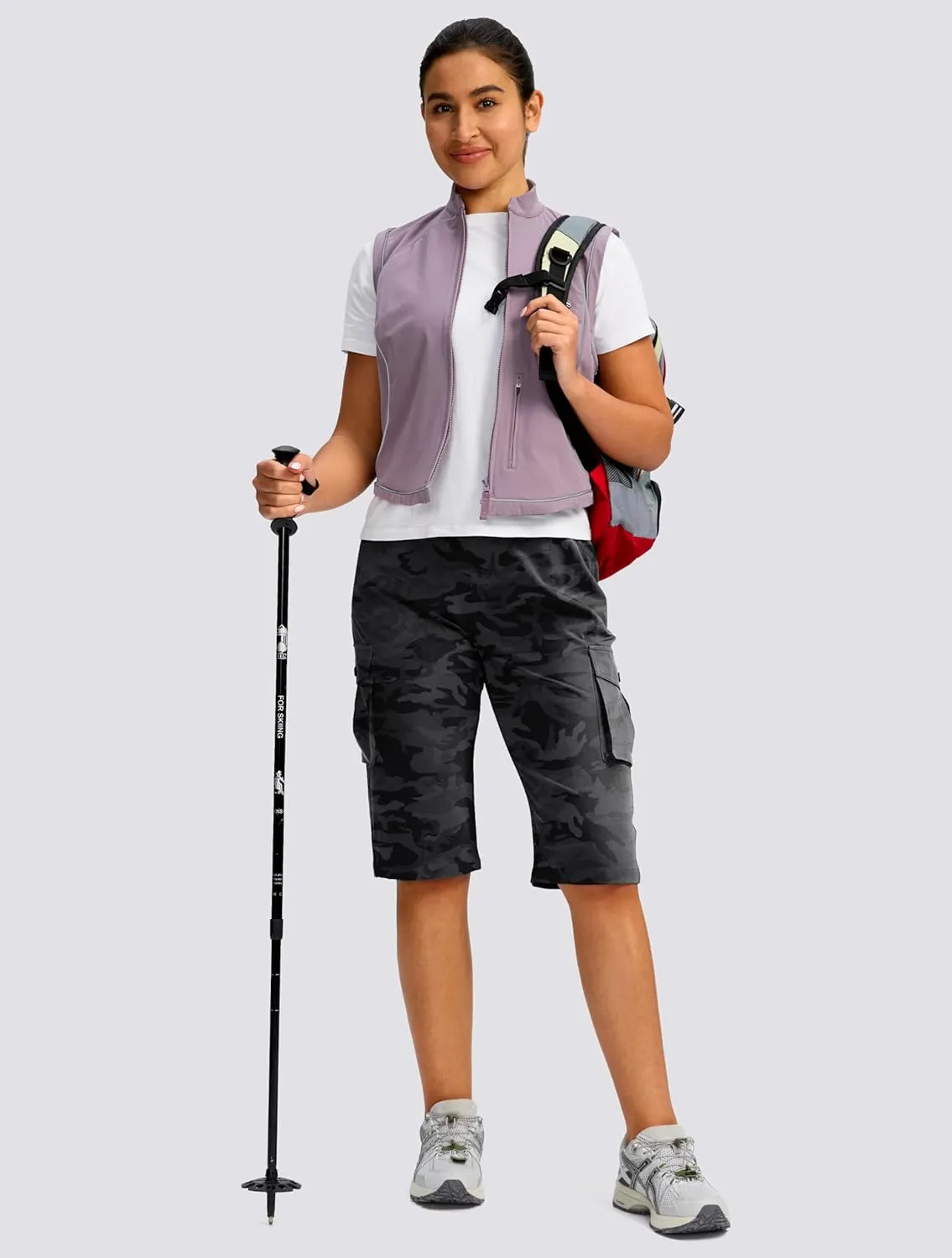Viodia 15" Long Shorts for Women Hiking Cargo Bermuda Shorts Lightweight Knee Length Capris for Summer Travel Fishing