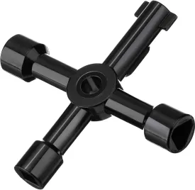 WILLBOND 4-Way Multi-Functional Utilities Key Stopcock Key for Electric Water Gas Meter Box Cupboard Cabinet Opening (Black)