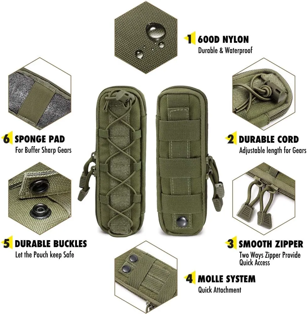 WYNEX Tactical Small Molle Pouch Nylon Knife Sheath Flashlight Holder Multi Tool Pouch Mini Ifak for Belt Epipens Carrying Case Molle Attachment Gear