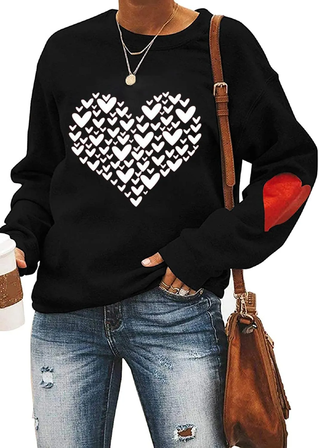 Ykomow Long Sleeve Valentines Shirts Women Plaid Love Heart Valentine's Sweatshirts Blouse Tops